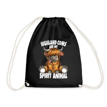 Highland Cows are my Spirit Animal Scottish Cow - Drawstring Bag - black - Front