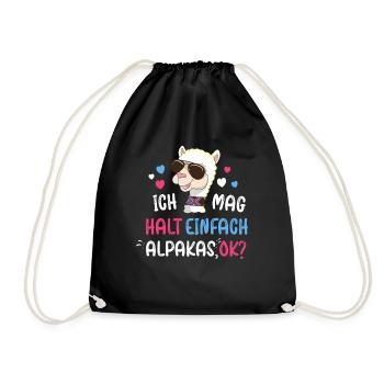 Ich liebe Alpakas Lama Liebhaber Alpakabesitzer - Turnbeutel - Schwarz - Vorne