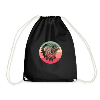 Indianer - Turnbeutel - Schwarz - Vorne