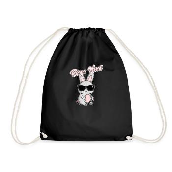 Das Coole Böse Hasi mit Sonnenbrille Böser - Turnbeutel - Schwarz - Vorne