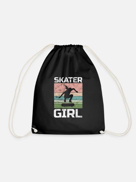 Skateboard Skater Girl Skate Skaten Geschenk - Turnbeutel - Schwarz