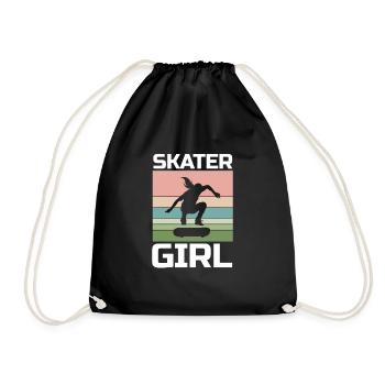 Skateboard Skater Girl - Drawstring Bag - black - Front