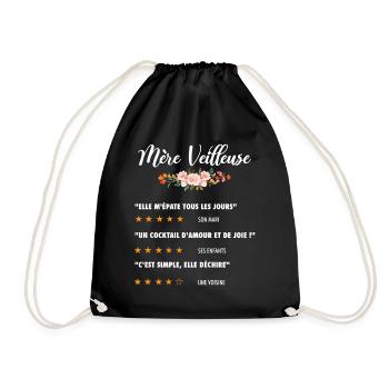 Cadeau fête des mère veilleuse fleurs étoile films - Sac de sport léger - noir - Devant