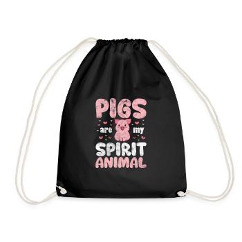 Pig Pig PigLet Sow Pigs Gift - Drawstring Bag - black - Front