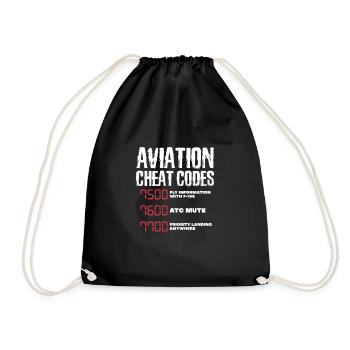 Pilot Flugzeug Fliegen Flieger Geschenk - Turnbeutel - Schwarz - Vorne