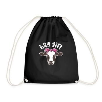 Cow - Drawstring Bag - black - Front