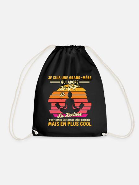 grand mère cool pratiquante yoga et lecture rétro - Sac de sport léger - noir