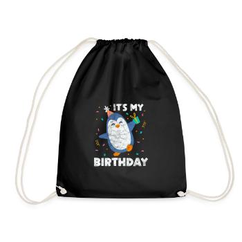 Penguin Birthday - Drawstring Bag - black - Front