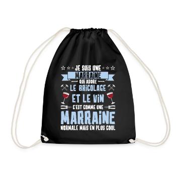 marraine bricoleuse humour vin apéro cool - Sac de sport léger - noir - Devant
