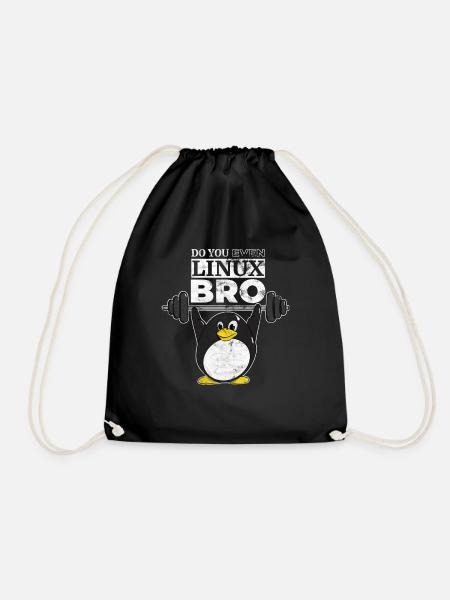 Do You Even Linux Bro Linux Pinguin hebt Gewichte - Turnbeutel - Schwarz