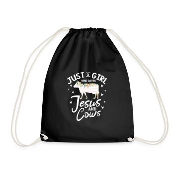 Cow Jesus - Drawstring Bag - black - Front