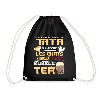 tata chats bubble tea kawaii mangas - Sac de sport léger - noir - Devant