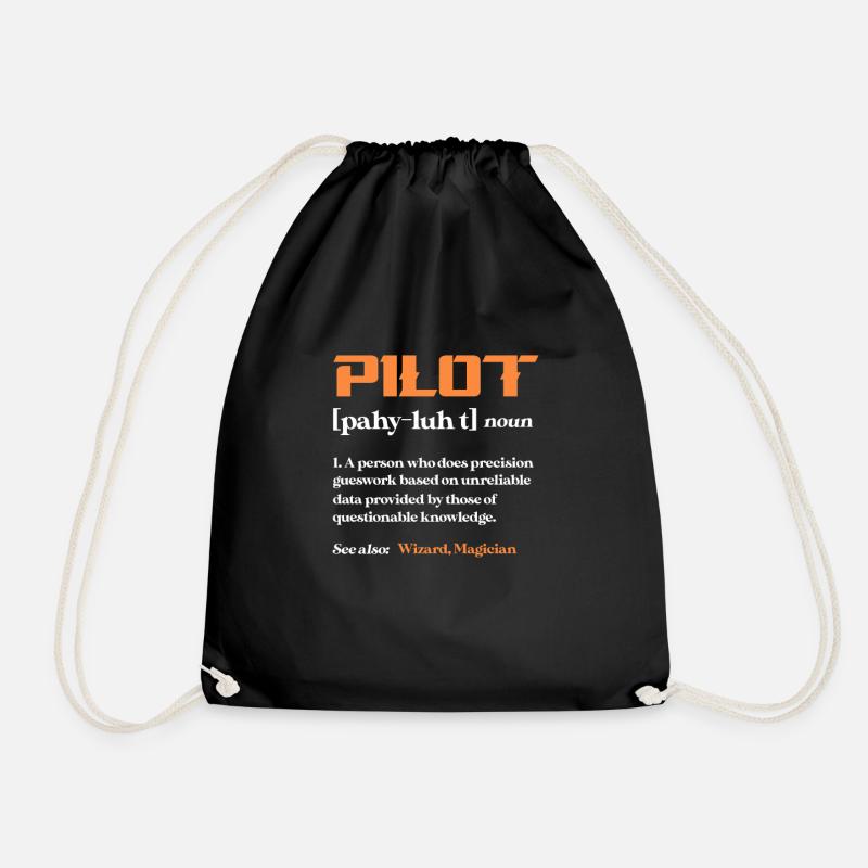 Pilot Airplane Flying Flyer Gift - Drawstring Bag - black