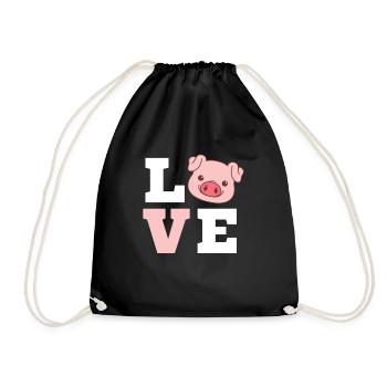 Pig - Drawstring Bag - black - Front