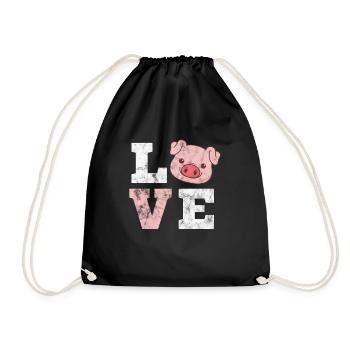 Pig Pig PigLet Sow Pigs Gift - Drawstring Bag - black - Front