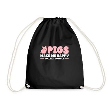 Pig - Drawstring Bag - black - Front