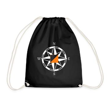Orientierungslauf Kompass Geschenk - Turnbeutel - Schwarz - Vorne