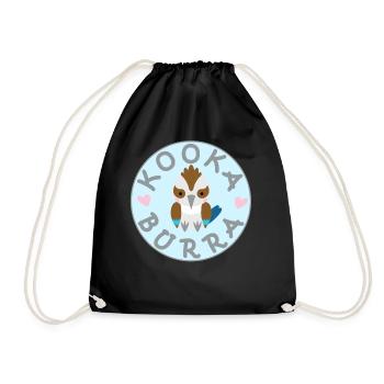 Kookaburra Australia Laughing Bird, Sweet Circle Hearts - Drawstring Bag - black - Front