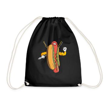 Hot Dog Ninja Karate Warrior Japan Geschenk - Turnbeutel - Schwarz - Vorne