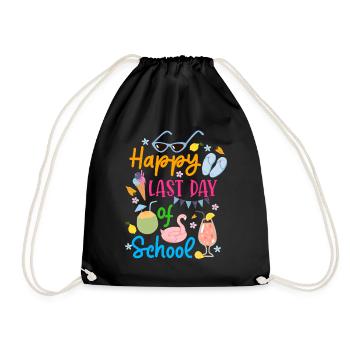Happy Last Day of School Summer Break - Drawstring Bag - black - Front