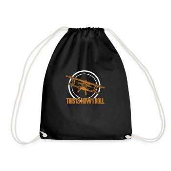 Pilot Airplane Flying Flyer Gift - Drawstring Bag - black - Front