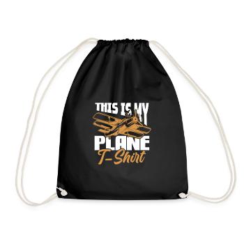 Pilot Flugzeug Fliegen Flieger Geschenk - Turnbeutel - Schwarz - Vorne