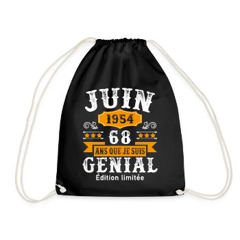 68 Ans Anniversaire Vintage Né(e) en Juin 1954 - Sac de sport léger - noir - Devant