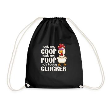 Huhn Bauernhof Geflügel Hahn Hühner Geschenk - Turnbeutel - Schwarz - Vorne