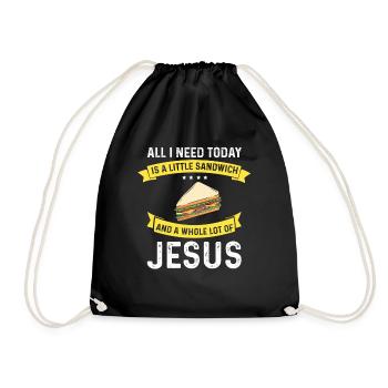 Jesus and Sandwich God Christ Christian - Drawstring Bag - black - Front