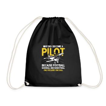 Pilot Flugzeug Fliegen Flieger Geschenk - Turnbeutel - Schwarz - Vorne