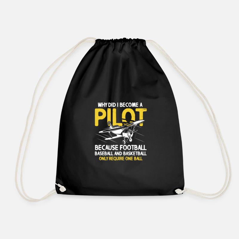 Pilot Flugzeug Fliegen Flieger Geschenk - Turnbeutel - Schwarz