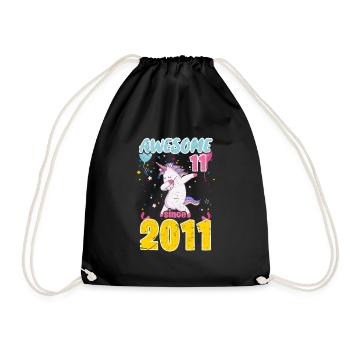 11th Birthday Unicorn - Drawstring Bag - black - Front