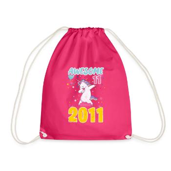 11. Geburtstag Einhorn - Turnbeutel - Fuchsia - Vorne