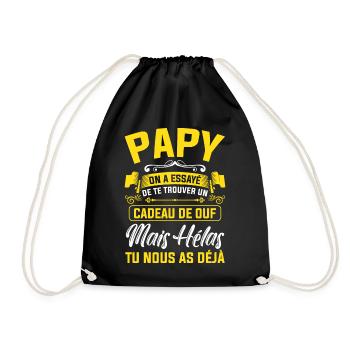 grand père cadeau de ouf mais tu nous as déjà papy - Sac de sport léger - noir - Devant