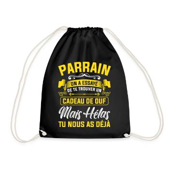 parrain cadeau de ouf mais tu nous as déjà drôle - Sac de sport léger - noir - Devant