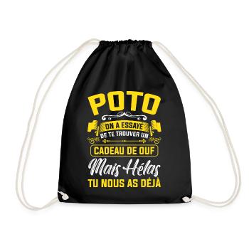 poto cadeau de ouf mais tu nous as déjà amitié - Sac de sport léger - noir - Devant