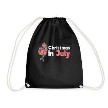 Christmas In July Flamingo Shirt Gift - Drawstring Bag - black - Front