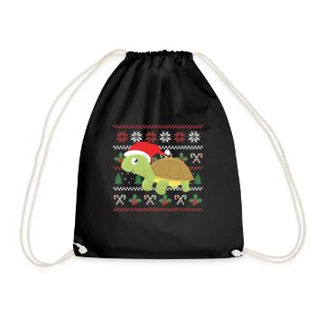 Ho Ho Ho Turtles Gift Christmas - Drawstring Bag - black - Front