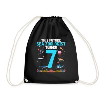 Zooologist Marine biologist 7 years birthday - Drawstring Bag - black - Front