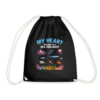 Heart belongs to marine zoologist Marine Biology Sea - Drawstring Bag - black - Front