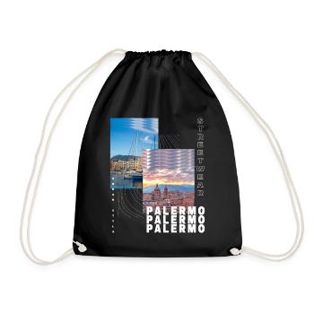 Palermo Italy City Skyline Home Love - Drawstring Bag - black - Front