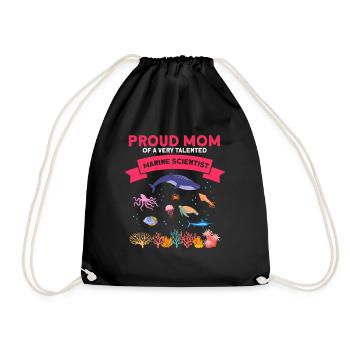 Proud Mom Marine Biologist Marine Biology Sea - Drawstring Bag - black - Front