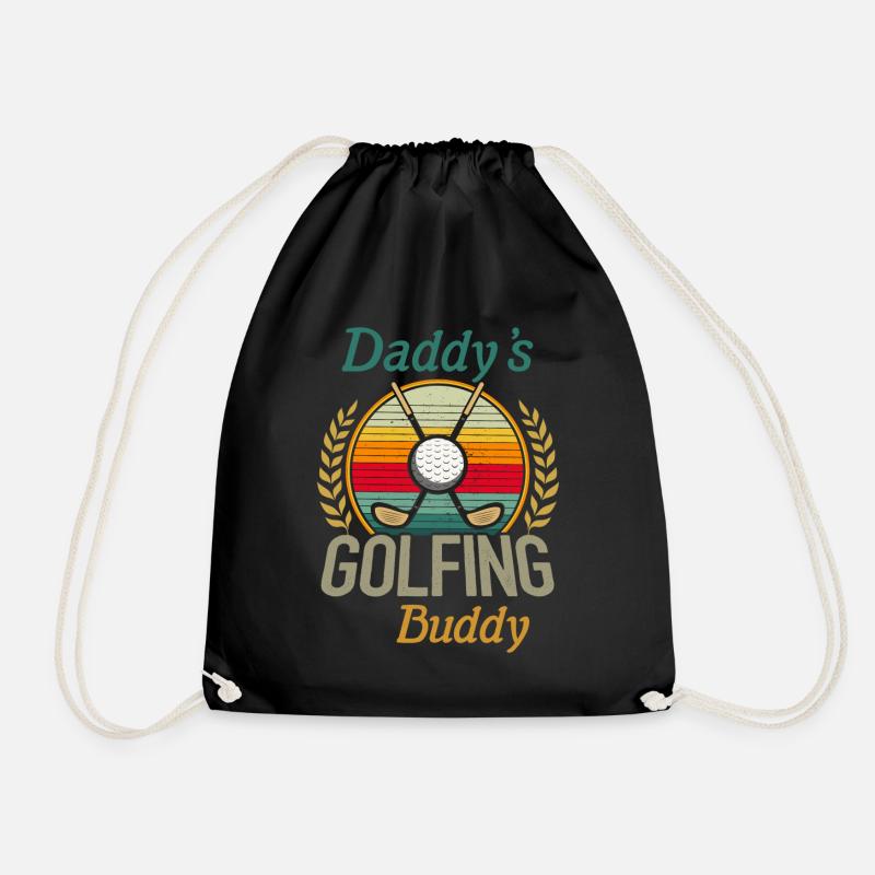 Daddy's Golfing Buddy Lovers Baby Clothing - Drawstring Bag - black