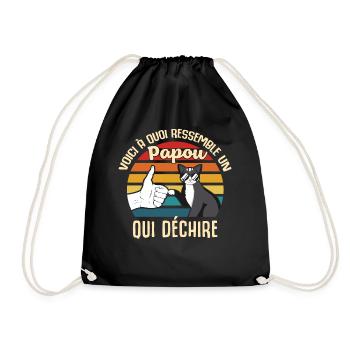 papou cadeau propriétaire chats lunettes cool - Sac de sport léger - noir - Devant