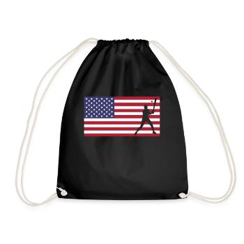 USA Flagge Amerika Fahne Baseball Shirt - Turnbeutel - Schwarz - Vorne