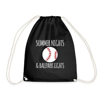 Summer Nights And Ballpark Lights Baseball - Drawstring Bag - black - Front