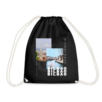 Bilbao Spanien Stadt Skyline Heimat Liebe Urlaub - Turnbeutel - Schwarz - Vorne