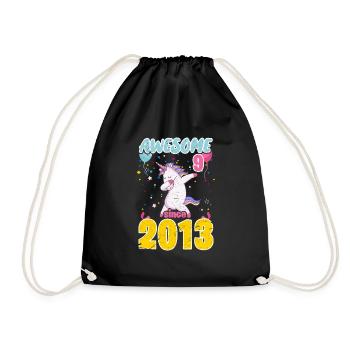 9th Birthday Unicorn - Drawstring Bag - black - Front