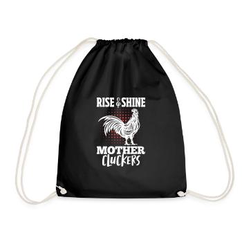 Huhn Bauernhof Geflügel Hahn Hühner Geschenk - Turnbeutel - Schwarz - Vorne