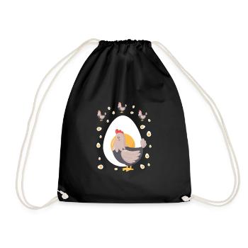 Huhn Bauernhof Geflügel Hahn Hühner Geschenk - Turnbeutel - Schwarz - Vorne